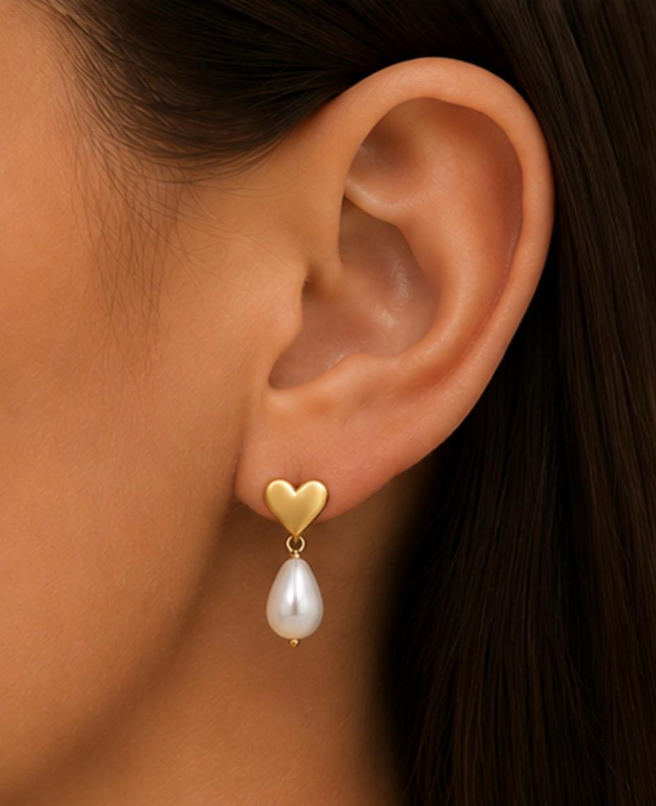 Pearl Heart Drop – viseće naušnice