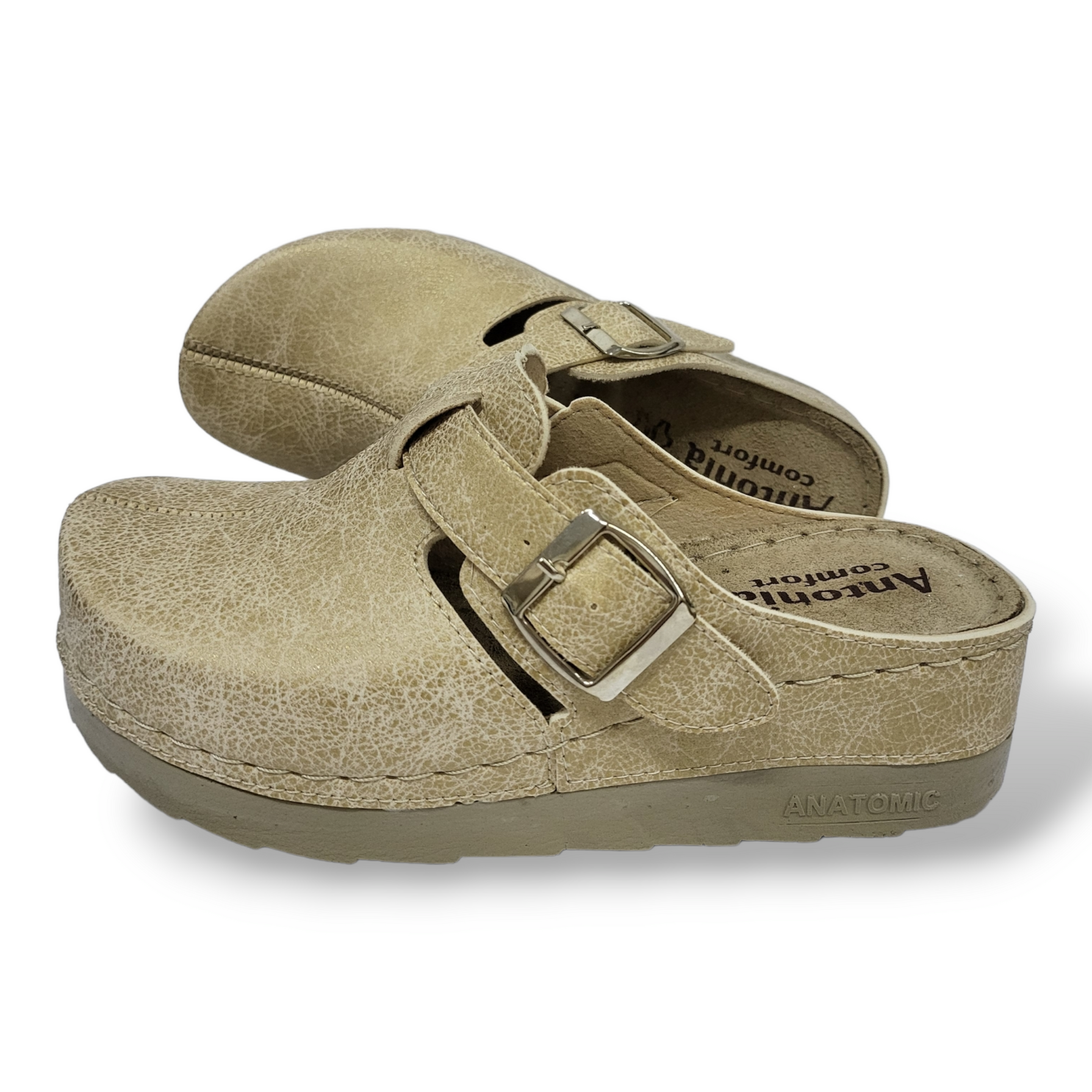 Ženske anatomske klompe - Silvery gold