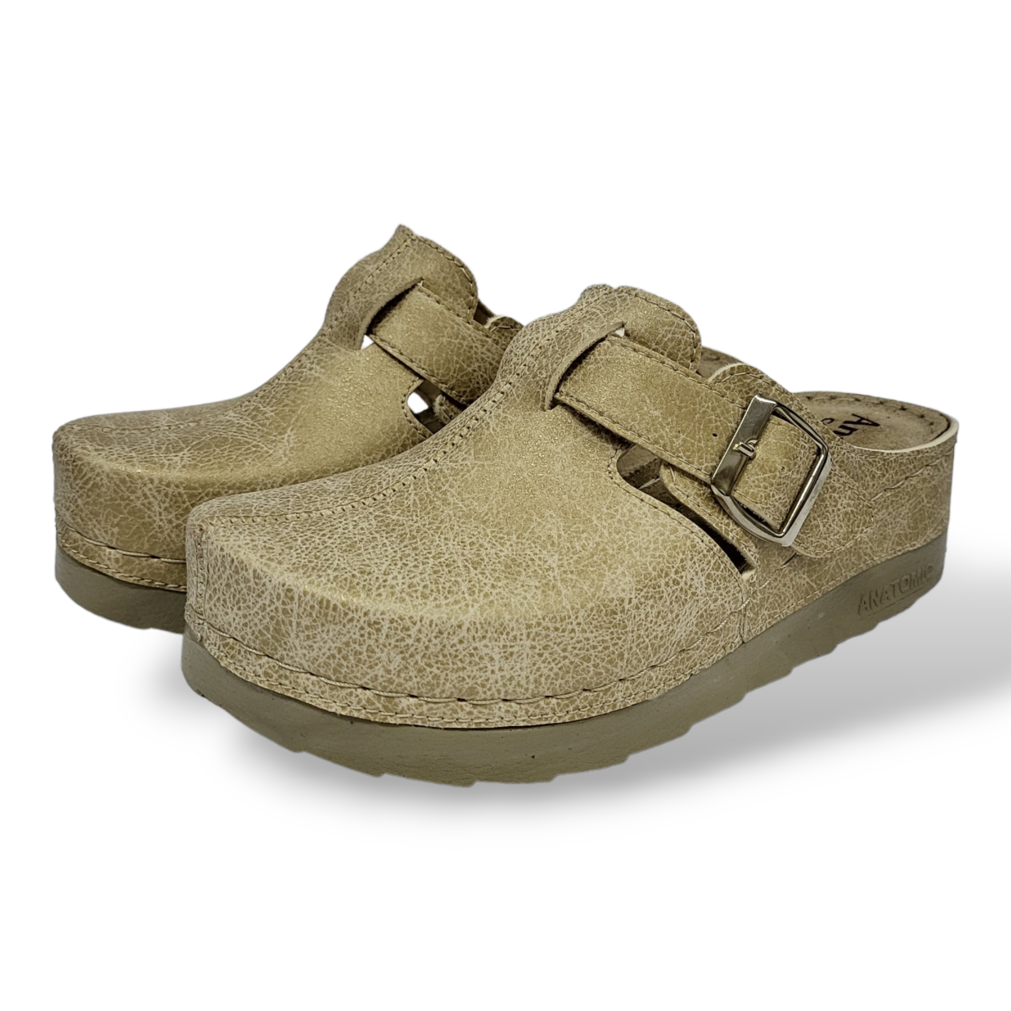 Ženske anatomske klompe - Silvery gold